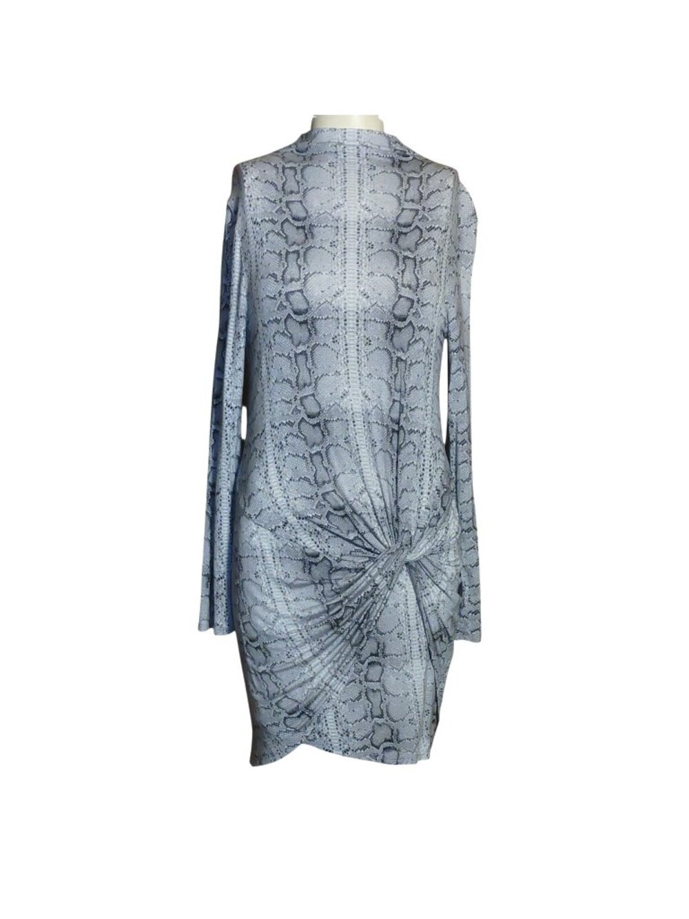 Love In US Snake Print Long Sleeve Dress Size Large Knot Detail  Midi Silhouette